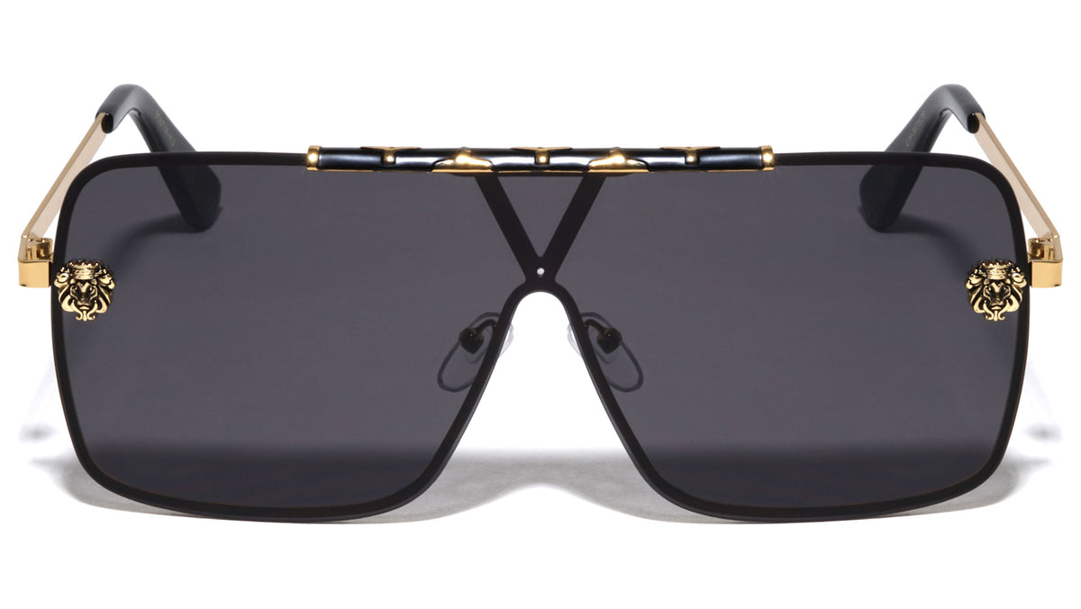 KLEO Flat Top Rimless One Piece Rectangle Wholesale Sunglasses