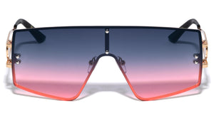 KLEO Rimless Flat One Piece Shield Geometric Wholesale Sunglasses