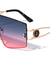 KLEO Rimless Flat One Piece Shield Geometric Wholesale Sunglasses