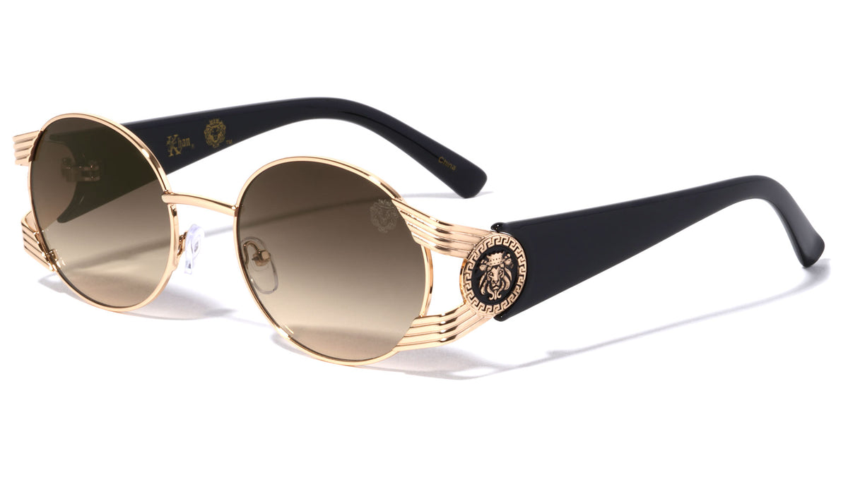 KLEO Tapered Stripes Hinge Retro Oval Wholesale Sunglasses