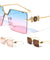 KLEO Semi Rimless Metal Top Bar Square Fashion Wholesale Sunglasses