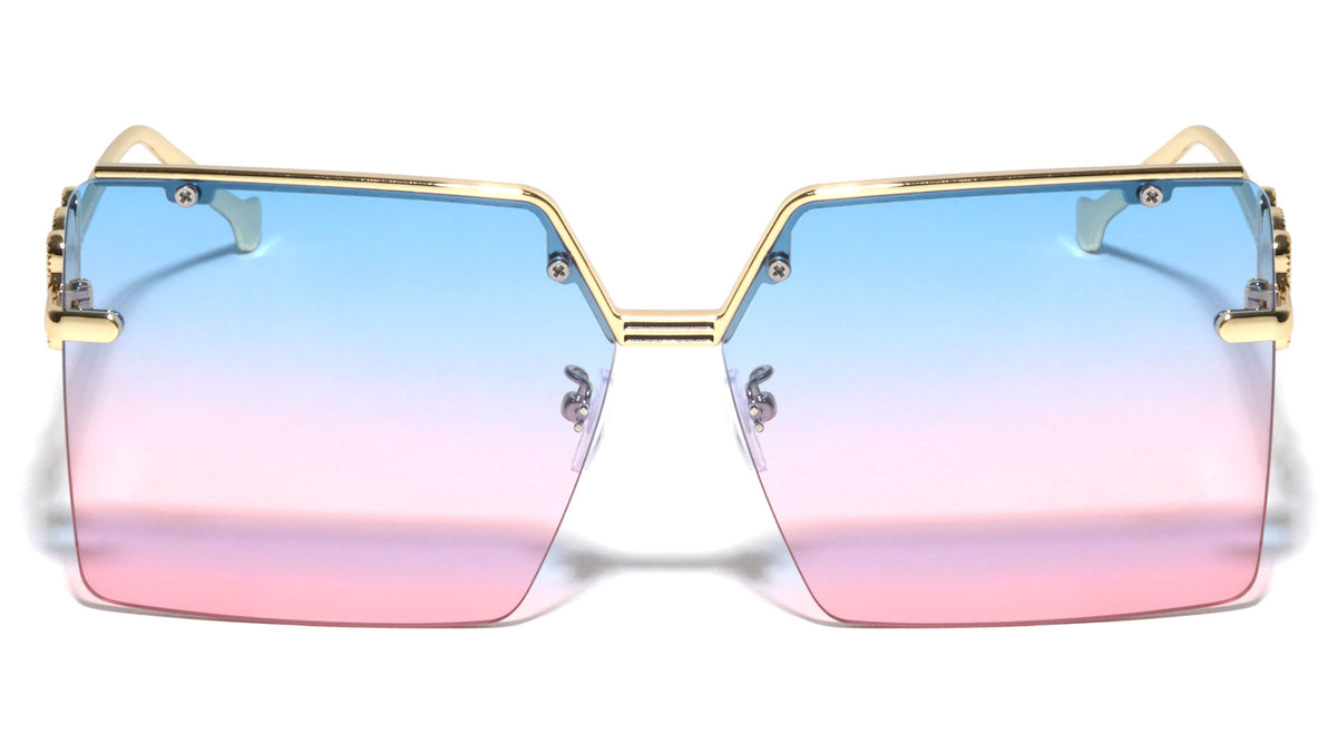 KLEO Semi Rimless Metal Top Bar Square Fashion Wholesale Sunglasses