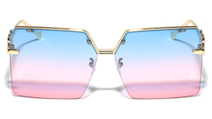 KLEO Semi Rimless Metal Top Bar Square Fashion Wholesale Sunglasses