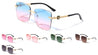 KLEO Diamond Edge Rimless Lens Riveted Temple Butterfly Wholesale Sunglasses