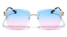KLEO Diamond Edge Rimless Lens Riveted Temple Butterfly Wholesale Sunglasses