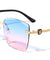 KLEO Diamond Edge Rimless Lens Riveted Temple Butterfly Wholesale Sunglasses