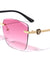 KLEO Diamond Edge Rimless Lens Riveted Temple Butterfly Wholesale Sunglasses