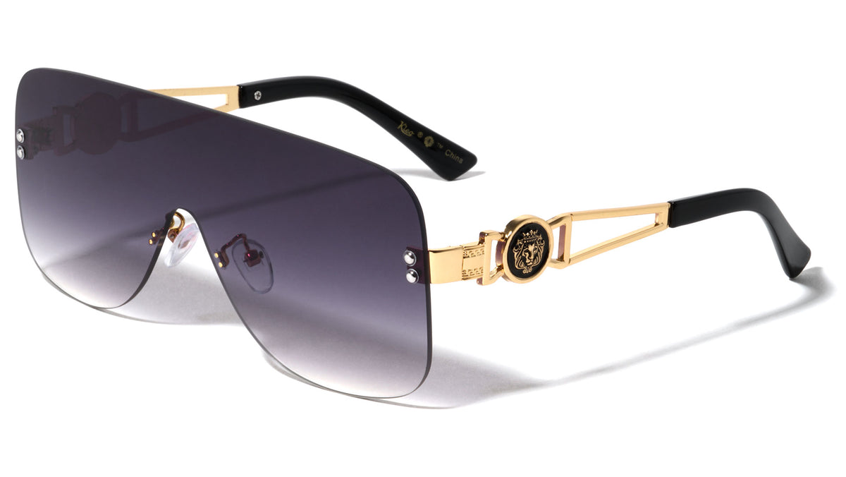 KLEO Rimless One Piece Shield Lens Fashion Rectangle Wholesale Sunglasses