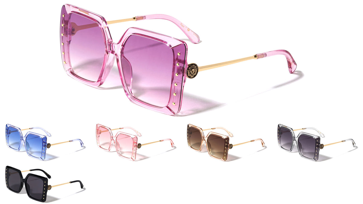 KLEO Rimless Sides Studded Rivet Fashion Butterfly Wholesale Sunglasses