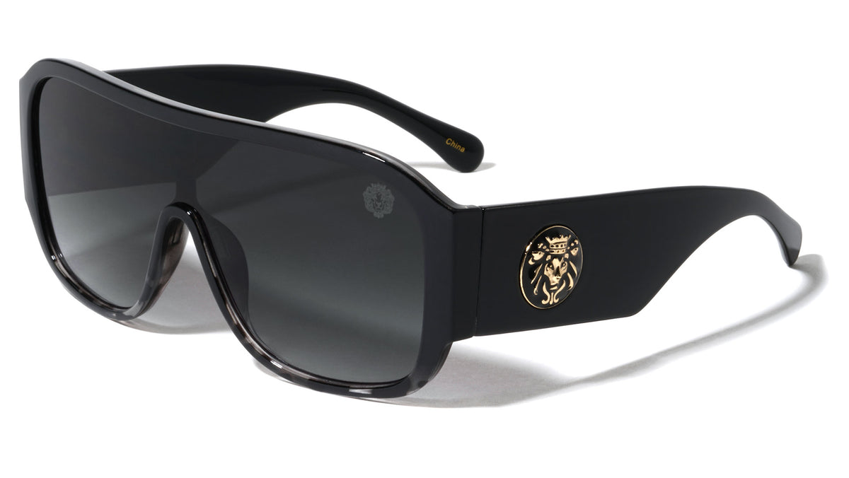 KLEO Oversized One Piece Shield Lens Emblem Wholesale Sunglasses