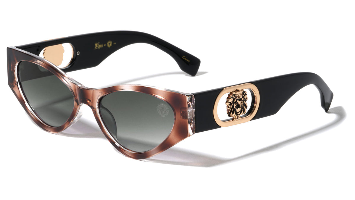 KLEO Temple Emblem Cutout Retro Cat Eye Wholesale Sunglasses
