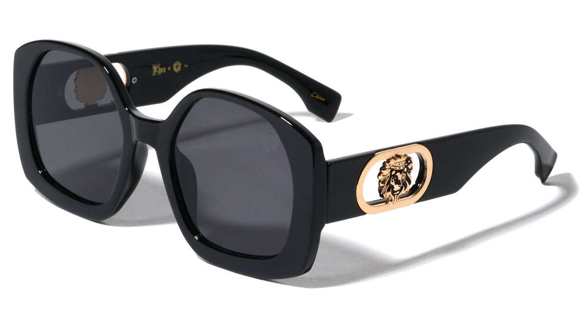 KLEO Oversized Temple Emblem Cutout Inverted Butterfly Wholesale Sunglasses