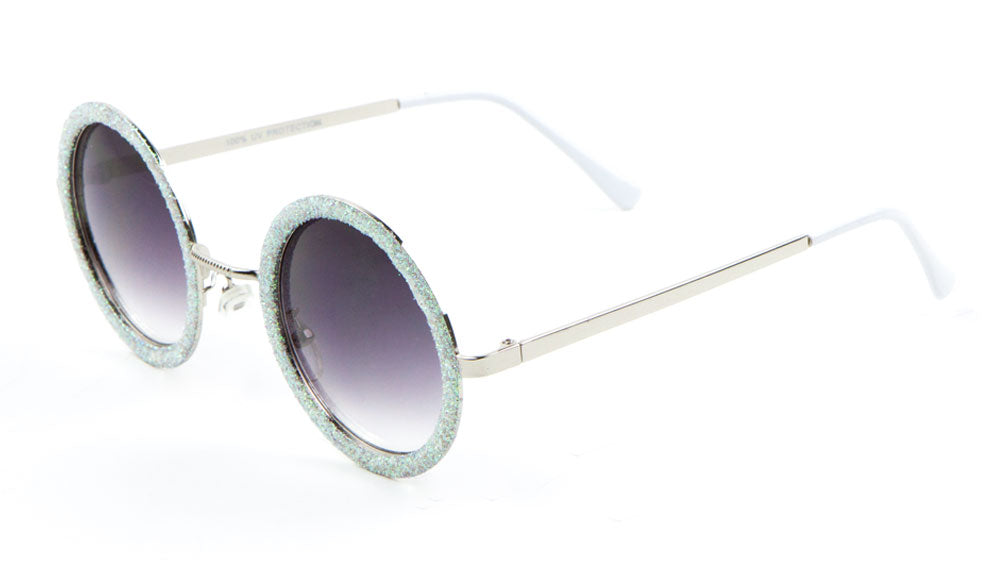Round Glitter Rim Wholesale Bulk Sunglasses