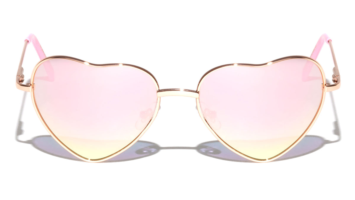 Heart Shaped Sunglasses with Color Mirror Lens