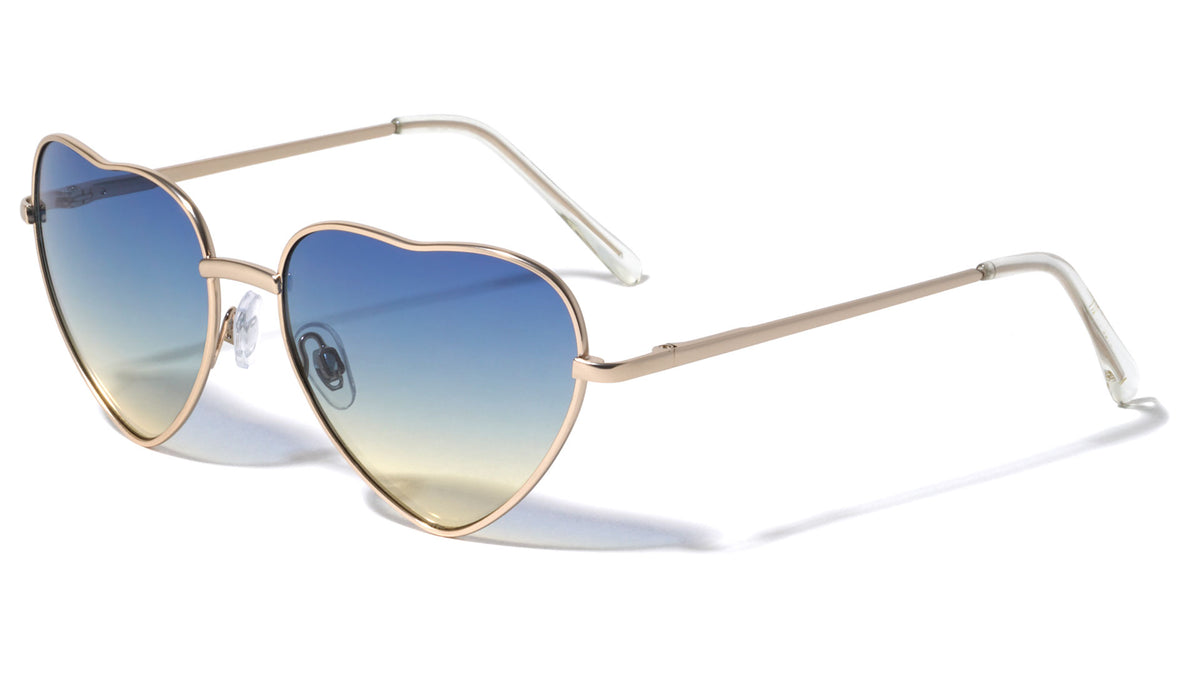 Oceanic Color Lens Heart Shaped Wholesale Sunglasses