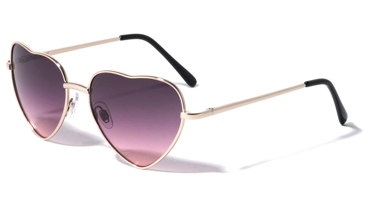 Oceanic Color Lens Heart Shaped Wholesale Sunglasses