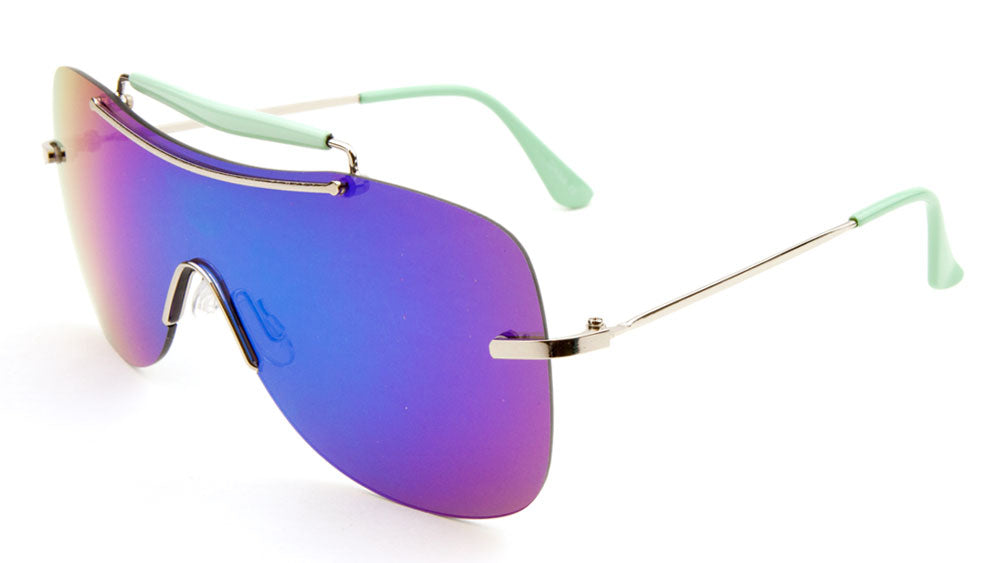 Top Bar Solid One Piece Color Mirror Lens Bulk Sunglasses