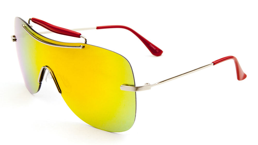 Top Bar Solid One Piece Color Mirror Lens Bulk Sunglasses