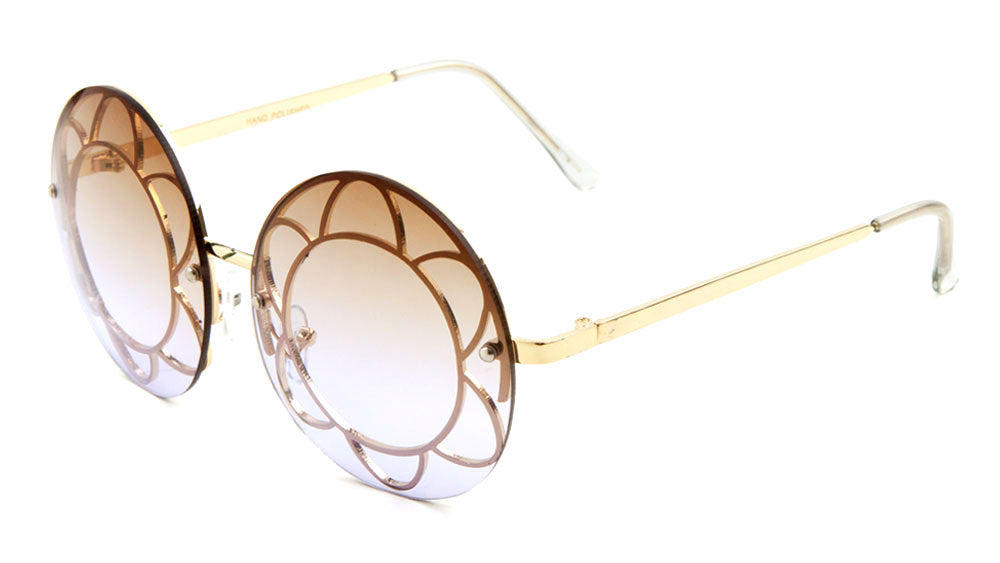 Rimless Round Oceanic Color Wholesale Sunglasses