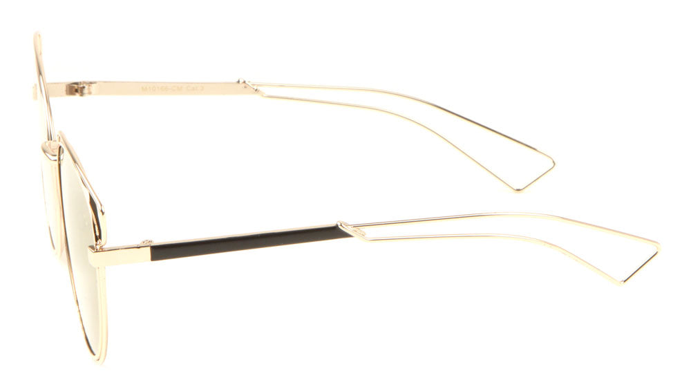 Wire Brow Cat Eye Color Mirror Wholesale Sunglasses