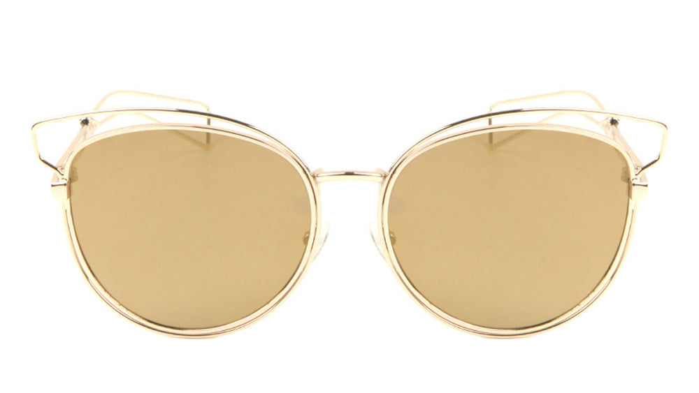 Wire Brow Cat Eye Color Mirror Wholesale Sunglasses