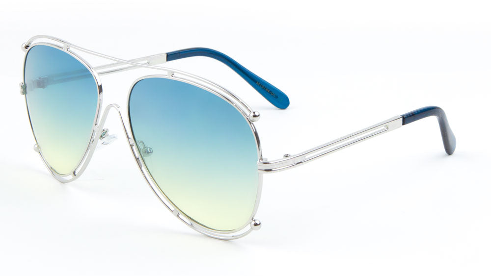 Accent Outline Oceanic Color Aviators Wholesale Sunglasses