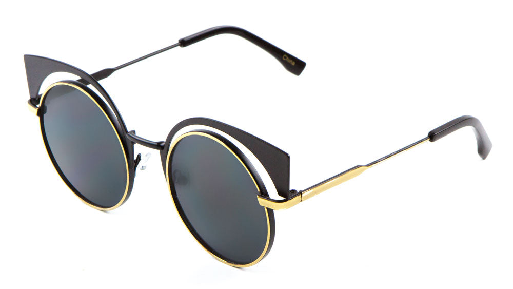 Round Cat Eye Brow Fashion Wholesale Sunglasses