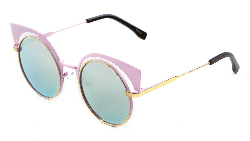 Round Cat Eye Brow Fashion Wholesale Sunglasses