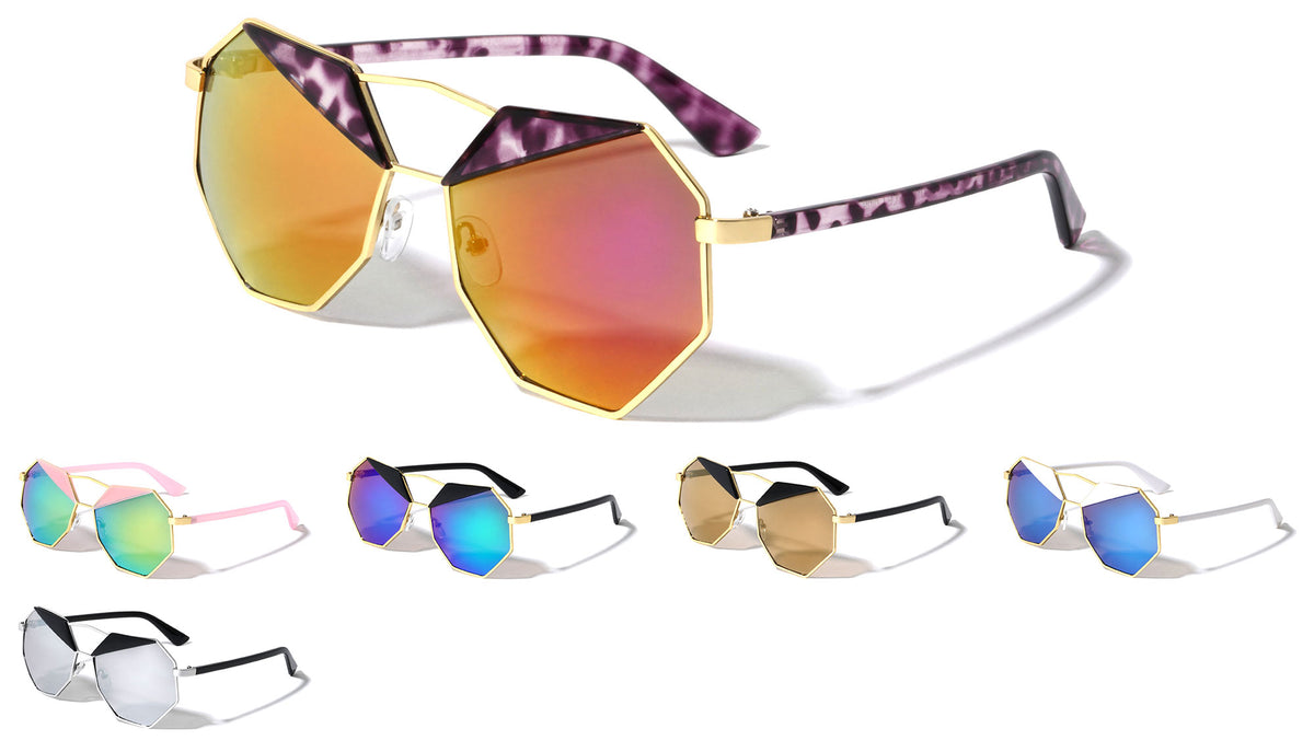 Octagon Color Mirror Fashion Wholesale Sunglasses