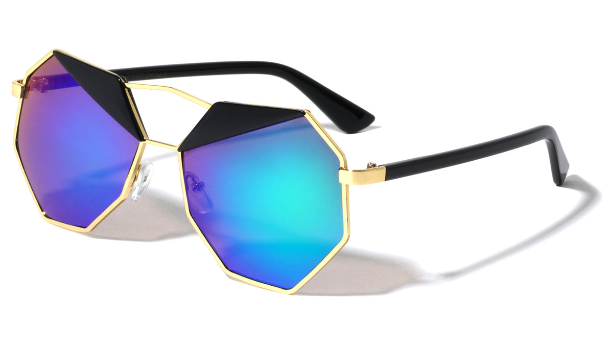 Octagon Color Mirror Fashion Wholesale Sunglasses