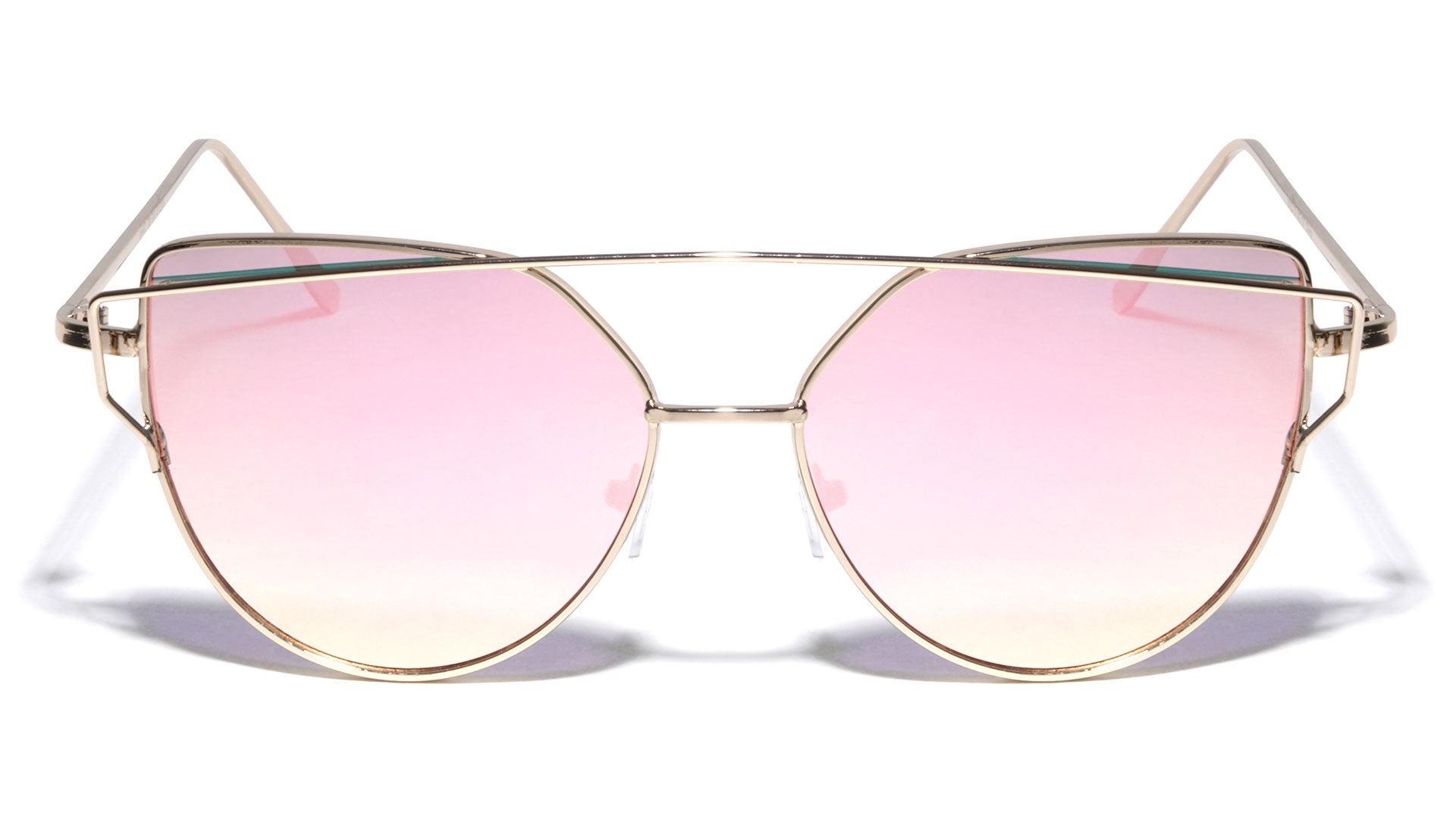 Rose Gold Lens Double Bar Cat Eye Flat Lens Wholesale Bulk Sunglasses -  Frontier Fashion, Inc.