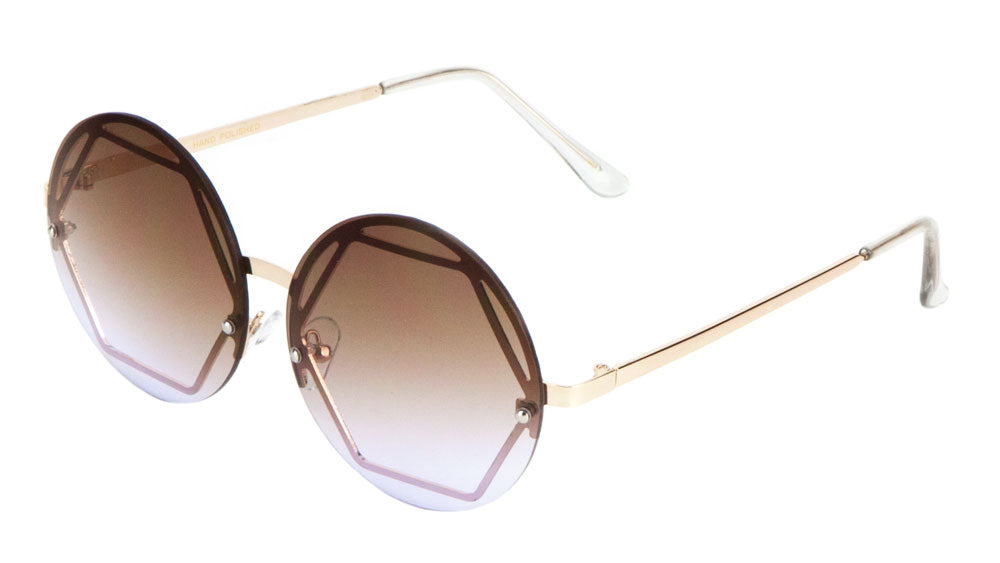 Rimless Round Hexagon Fashion Wholesale Sunglasses