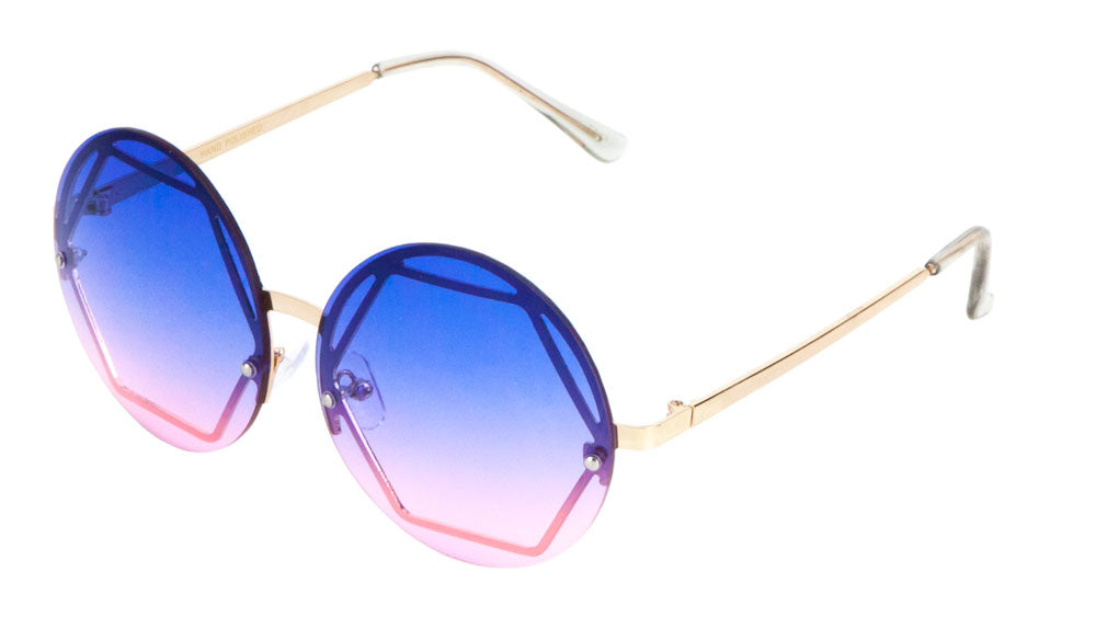 Rimless Round Hexagon Fashion Wholesale Sunglasses