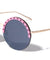 Semi Rimless Heart Pattern Brow Cutout Round Wholesale Sunglasses