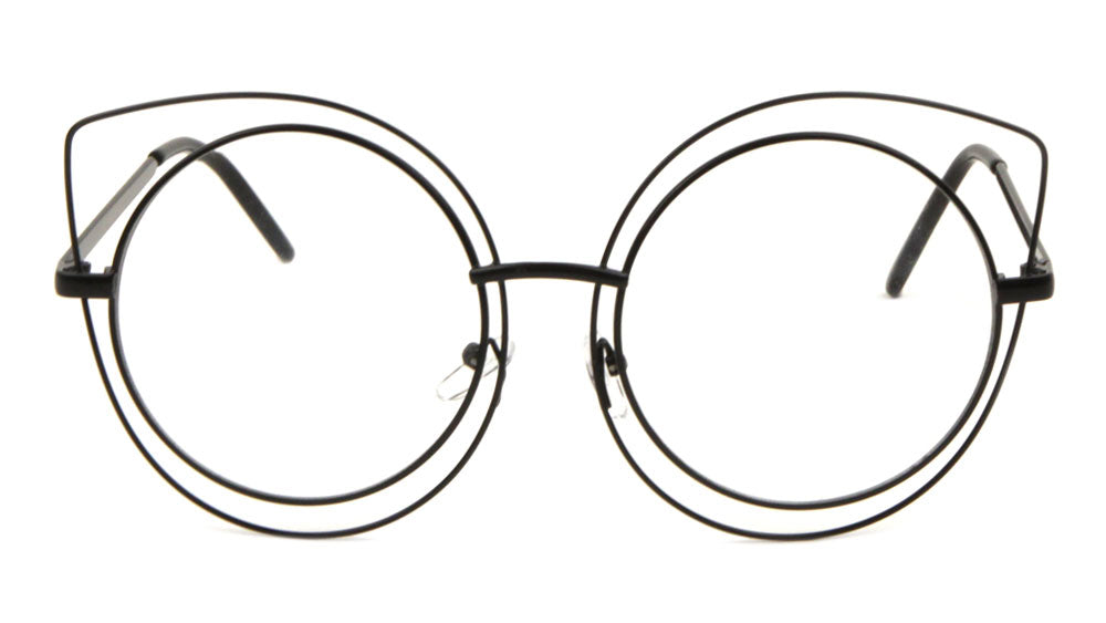 Round Wireframe Cat Eye Clear Lens Wholesale Bulk Glasses