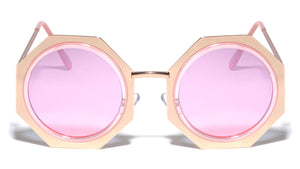 Round Octagon Flat Rim Color Mirror Wholesale Sunglasses