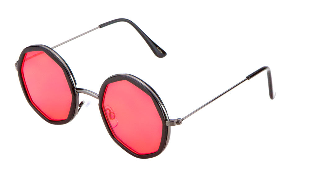 Round Octagon Flat Color Lens Wholesale Bulk Sunglasses