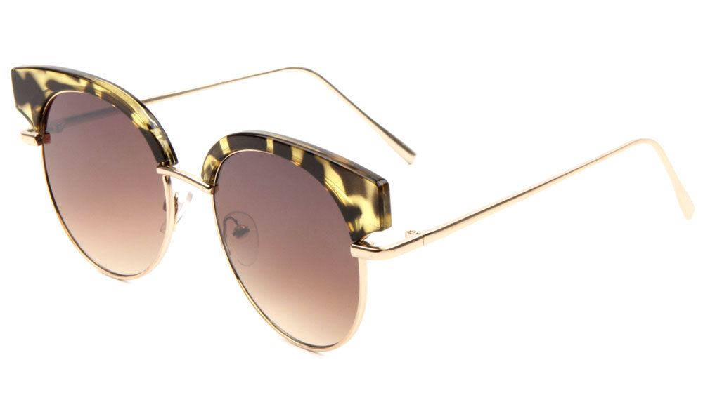 Retro Brow Flat Color Mirror Wholesale Sunglasses