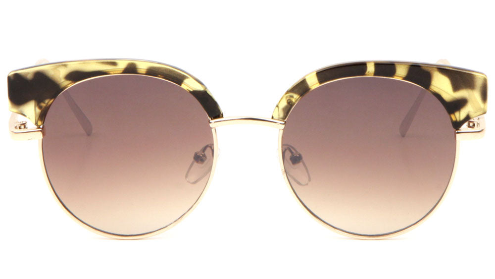 Retro Brow Flat Color Mirror Wholesale Sunglasses