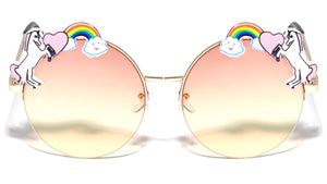 Round Semi-Rimless Oceanic Color Lens Unicorn Sunglasses Wholesale