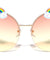 Round Semi-Rimless Oceanic Color Lens Unicorn Sunglasses Wholesale