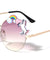 Round Semi-Rimless Oceanic Color Lens Unicorn Sunglasses Wholesale