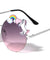 Round Semi-Rimless Oceanic Color Lens Unicorn Sunglasses Wholesale