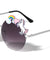 Round Semi-Rimless Oceanic Color Lens Unicorn Sunglasses Wholesale