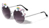 Round Semi-Rimless Oceanic Color Lens Unicorn Sunglasses Wholesale