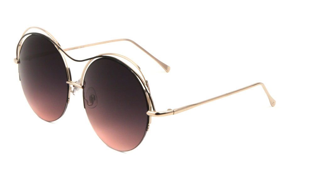 fancy goggles Round Oceanic Color Lens Fancy Curved Brow Bar Wholesale Bulk Sunglasses