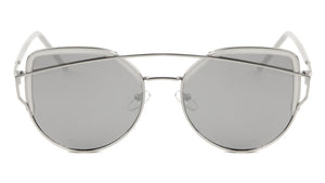 Double Bar Color Mirror Cat Eye Bulk Sunglasses