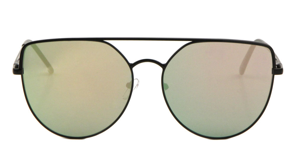 Flat Top Cat Eye Color Mirror Wholesale Bulk Sunglasses