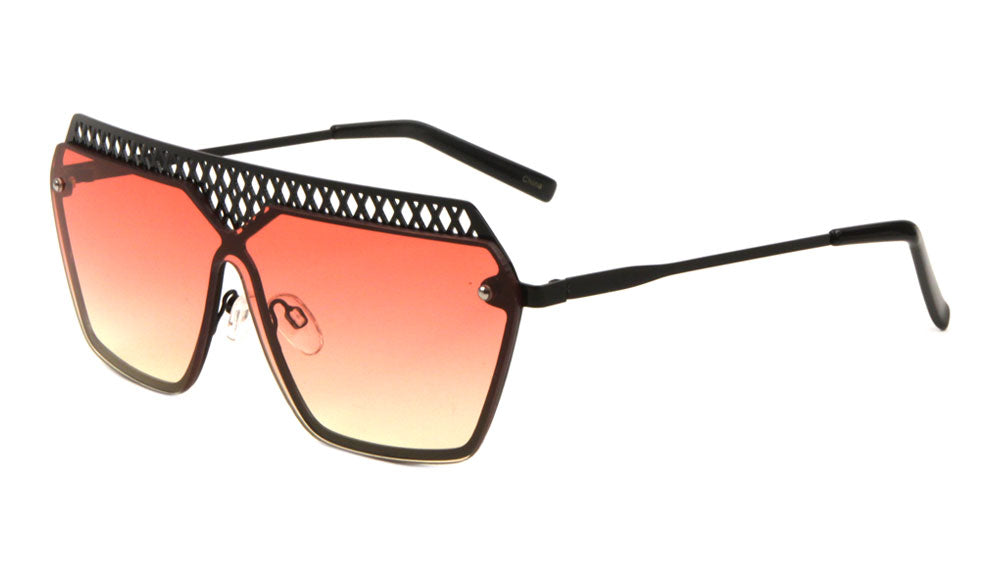 Mesh Rimless Angled Solid One Piece Oceanic Color Wholesale Sunglasses