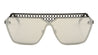 Mesh Rimless Angled Solid One Piece Color Mirror Sunglasses